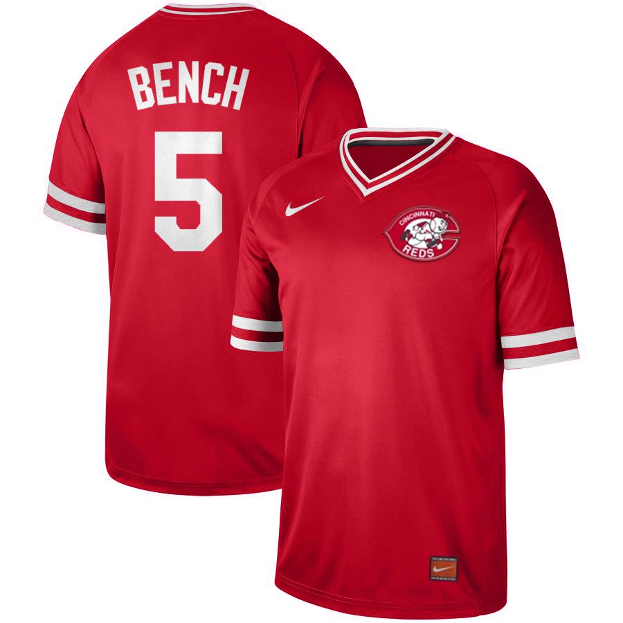 Men Cincinnati reds #5 Bench Red Nike Cooperstown Collection Legend V-Neck MLB Jersey